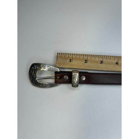 Nadim US women's western brown leather belt with metal diamond accents size 26 - Picture 12 of 14